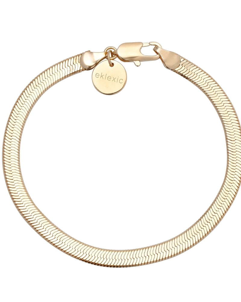 Front of a size 6.5" 5mm Viper Chain Bracelet 6.5" Gold in Gold by Eklexic. | dia_product_style_image_id:275057